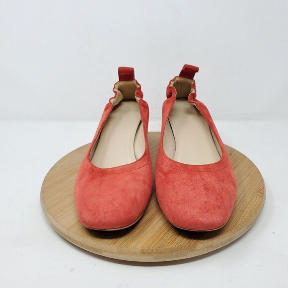 Everlane The Day Heel Womens 6 Red Suede Elastic Back Block Pump Shoes Italy - Picture 3 of 12